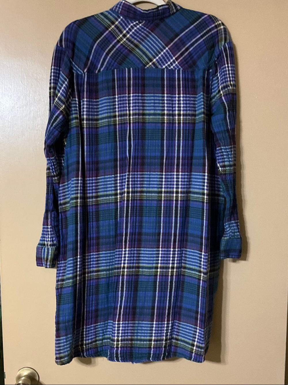 True Craft Blue & Purple Plaid Long Tunic/ Dress - Picture 2 of 14